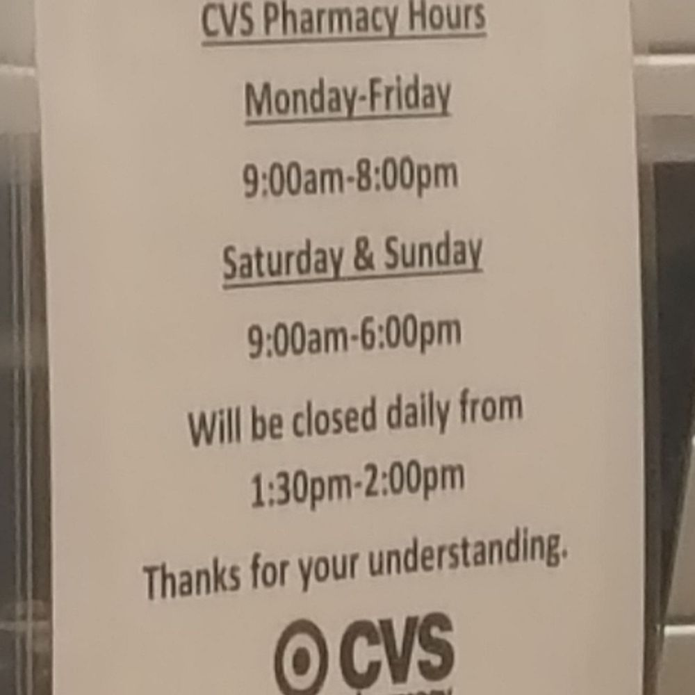 CVS Pharmacy - As I showed up at 1340, face palm (6/6/22) - Drugstores Near Me - SEATTLE, Washington CVS Pharmacy - As I showed up at 1340, face palm (6/6/22) - Drugstores Near Me - SEATTLE, Washington