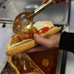 Common Kitchen Meatball Co - Pork meatballs with provolone, onions and peppers