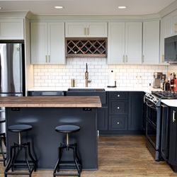 Love this black and white kitchen we did in Poughkeepsie