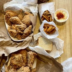 Marlon's Chicken - 16 piece lemon pepper chicken, fries, coleslaw, okra, onion rings