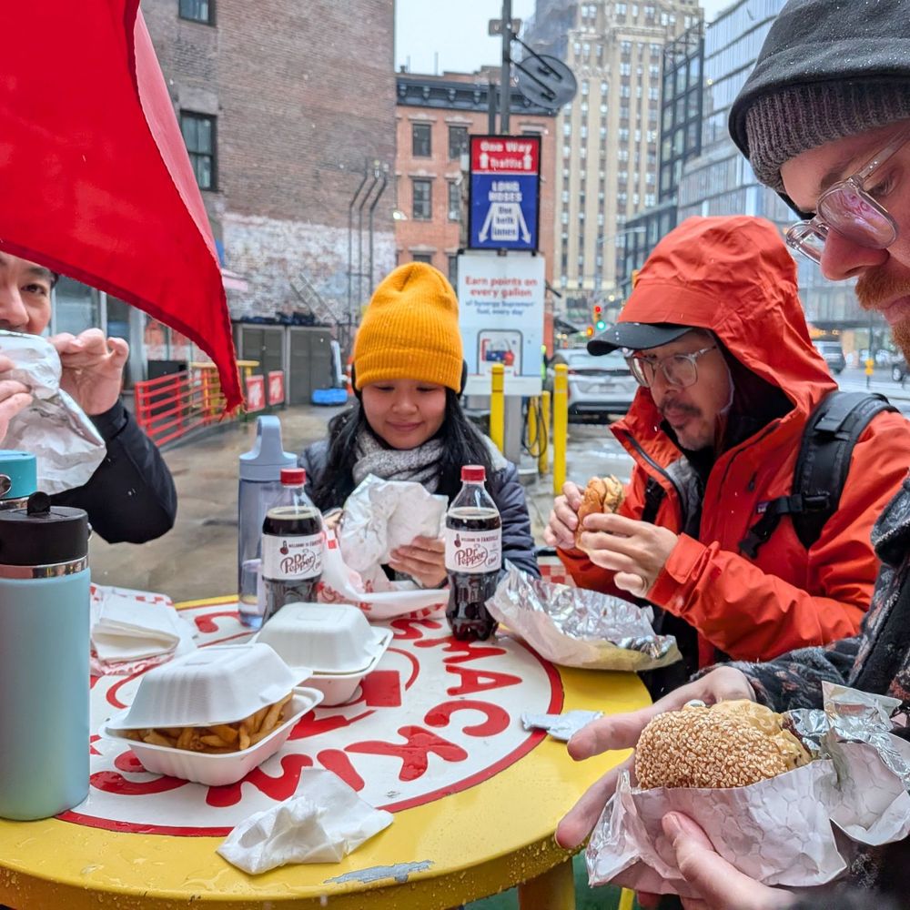 Smacking Burger - Us enjoying our burgers and fries in the cold rain and snow - Burgers Near Me - New York, New York Smacking Burger - Us enjoying our burgers and fries in the cold rain and snow - Burgers Near Me - New York, New York