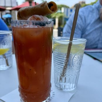 Calaca Mamas Cantina - Bloody Maria & H2O in a very pretty glass. - Mexican Near Me - Anaheim, California
