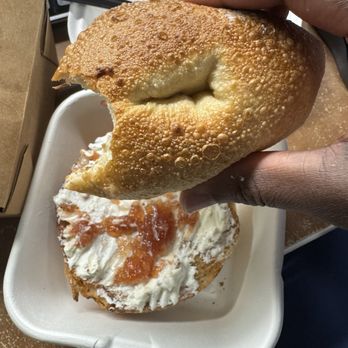 Eggcellent Cafe - Cream cheese bagel toasted - Coffee & Tea Near Me - Philadelphia, Pennsylvania