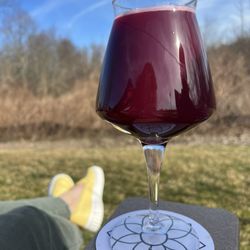 Caius Farm Brewery - Lounging in a comfy Adirondack Chair and enjoying a glass of Ovidius:BBB.