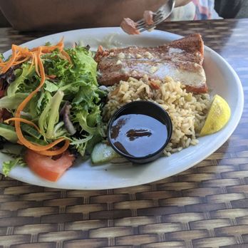 Boatyard Pub - Salmon, rice pilaf & salad - Bars Near Me - Ventura, California