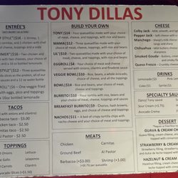 Tony Dillas - Tony Dillan's menu