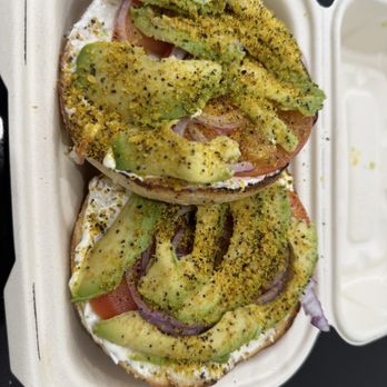 5 Star Bagelry - Heavenly Veggie (too much lemon pepper seasoning) - Bagels Near Me - Orange, California 5 Star Bagelry - Heavenly Veggie (too much lemon pepper seasoning) - Bagels Near Me - Orange, California