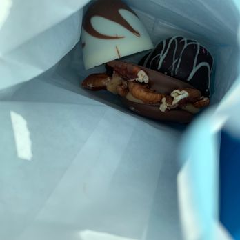 Hey Sugar Candy Store - Tiramisu truffle, strawberry champagne truffle and a pecan cluster YUMMMM - Desserts Near Me - Roanoke, Texas Hey Sugar Candy Store - Tiramisu truffle, strawberry champagne truffle and a pecan cluster YUMMMM - Desserts Near Me - Roanoke, Texas
