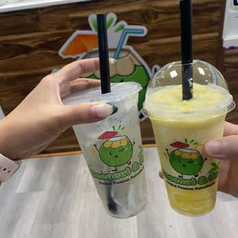 Coconut & Co - Coconut with basil seed and extra coconut meat and mango coconut - Bubble Tea Near Me - Alhambra, California Coconut & Co - Coconut with basil seed and extra coconut meat and mango coconut - Bubble Tea Near Me - Alhambra, California