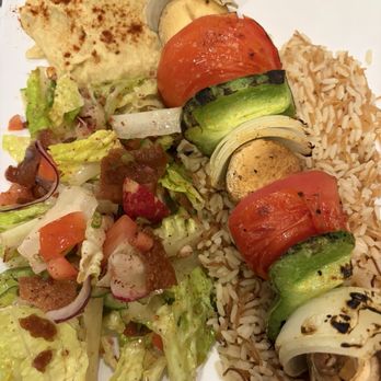 Tete’s Kitchen - Vegetable kabob plate w/ rice pilaf and fattoush salad - Mediterranean Near Me - Clovis, California