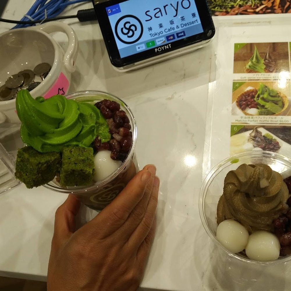 Saryo Cafe - The Matcha Signature Parfait on the left and the Hojicha Sundae on the right - Desserts Near Me - North York, Ontario Saryo Cafe - The Matcha Signature Parfait on the left and the Hojicha Sundae on the right - Desserts Near Me - North York, Ontario