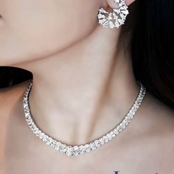 Diamond statement earrings and necklace