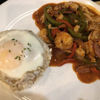 Chason's - Jambalaya with rice and sunny side up egg - Seafood Near Me - Elk Grove, California