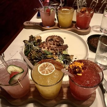 Palenque Kitchen - Margarita Sampler with Pulpo - Cocktail Bars Near Me - Costa Mesa, California Palenque Kitchen - Margarita Sampler with Pulpo - Cocktail Bars Near Me - Costa Mesa, California