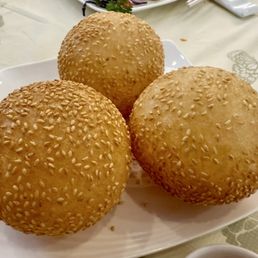 Sesame ball - these are not the regular sized sesame balls. They are gigantic and empty inside but taste very good. Sesame ball - these are not the regular sized sesame balls. They are gigantic and empty inside but taste very good.
