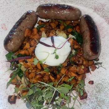 The Tavern at Firefall Ranch - Breakfast hash with poached egg and chicken sausage - Cocktail Bars Near Me - Groveland, California The Tavern at Firefall Ranch - Breakfast hash with poached egg and chicken sausage - Cocktail Bars Near Me - Groveland, California