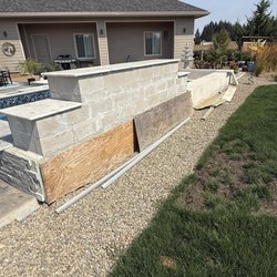 Owens Custom Pools - Unfinished waterfall wall.