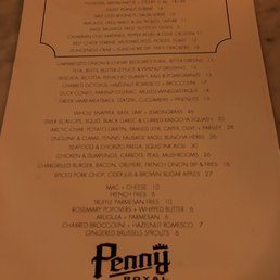 Dinner menu (November 2019)