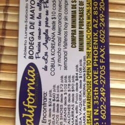 California Wholesale AZ - They also sell wholesale items priced by pack or dozen with a $300 min. purchase price