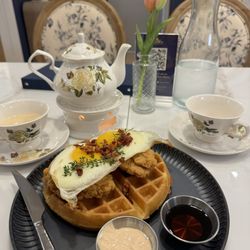Prince Tea House - Chicken and waffles Jasmine hot tea