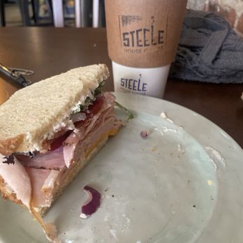 Steele House Coffee - Half of a Steele Club & a medium mocha - Coffee & Tea Near Me - Yuba City, California Steele House Coffee - Half of a Steele Club & a medium mocha - Coffee & Tea Near Me - Yuba City, California