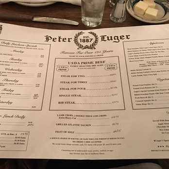 Peter Luger - Menu - Steakhouses Near Me - Brooklyn, New York
