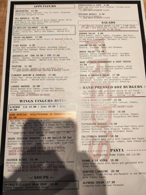 Menu photo 4 Fred's Bar & Grill Mississauga, ON