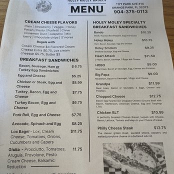 Holey Moley Bagels - Menu - Breakfast & Brunch Near Me - Orange Park, Florida Holey Moley Bagels - Menu - Breakfast & Brunch Near Me - Orange Park, Florida