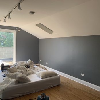 No Games Painter - Before (Dark Gray walls in the master bedroom) - Painters Near Me - Chicago, Illinois