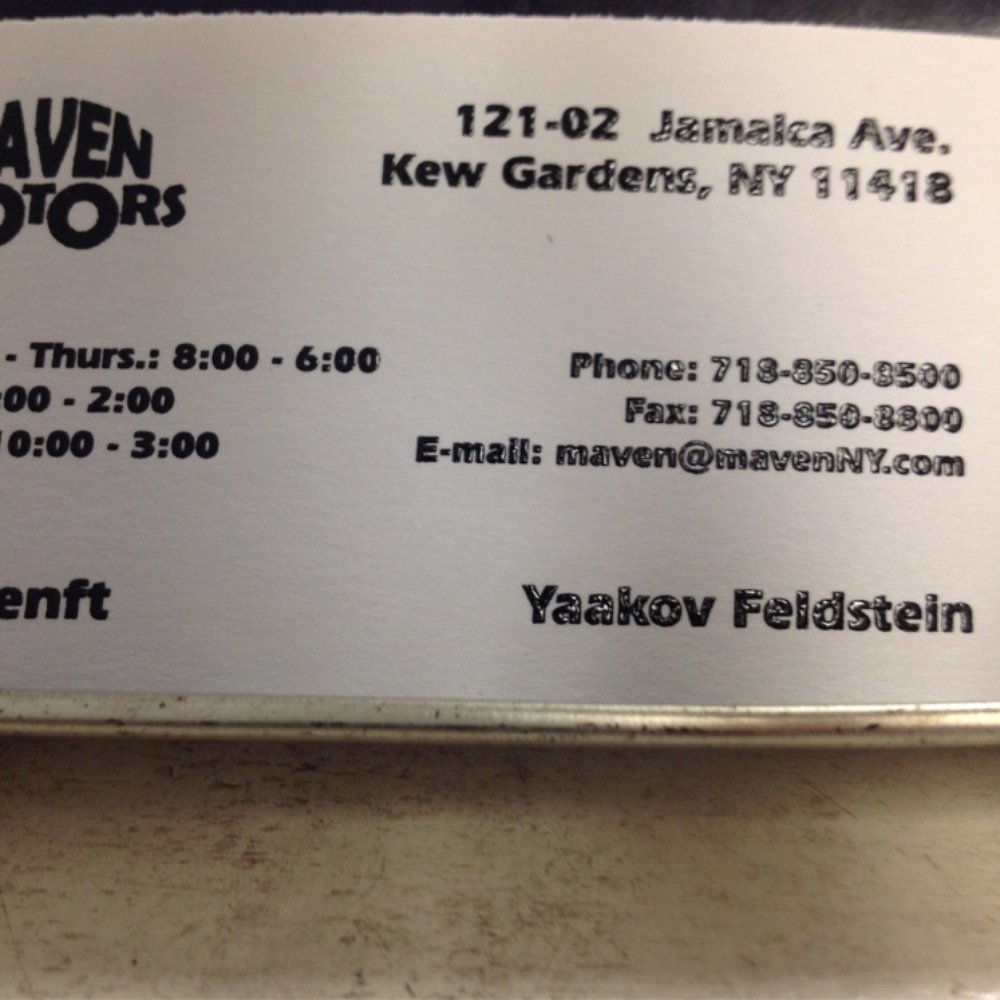 Maven Motors - Business card - Auto Repair Near Me - Richmond Hill, New York Maven Motors - Business card - Auto Repair Near Me - Richmond Hill, New York