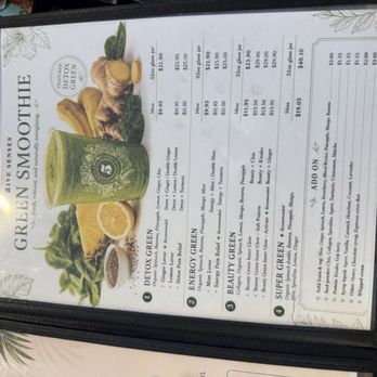5ive Senses - Menu - Juice Bars & Smoothies Near Me - Honolulu, Hawaii