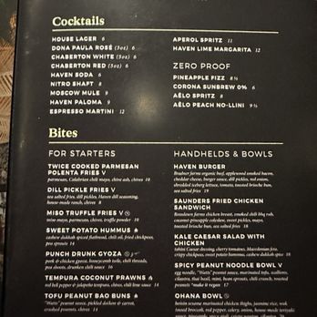 Haven Kitchen + Bar - Menu - Cocktail Bars Near Me - Langley City, British Columbia