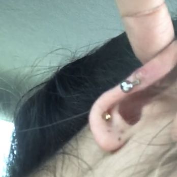 Dedicated Tattoo - Sorry for the low quality but you can clearly see the little infection above the threaded area. This happened SEVERAL times sadly :( - Tattoo Near Me - Temecula, California
