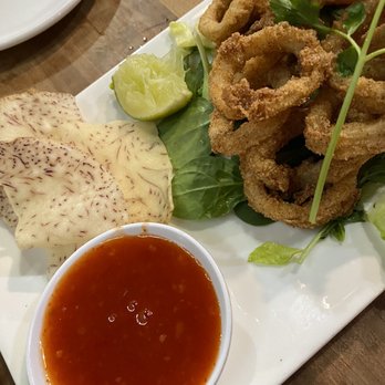 Super Thai Cuisine - Calamari. Rings only, no heads/tentacles, great dipping sauce. - Thai Near Me - Austin, Texas Super Thai Cuisine - Calamari. Rings only, no heads/tentacles, great dipping sauce. - Thai Near Me - Austin, Texas