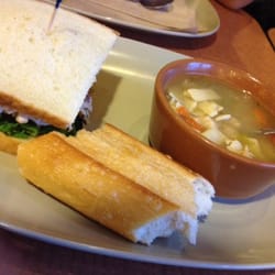 Panera Bread - Napa chicken almond salad sandwich and a chicken noodle soup