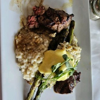 Marina Cafe - Filet mignon medallions with garlic parmasen risotto & crab covered asparagus with hollandaise. - Seafood Near Me - Destin, Florida
