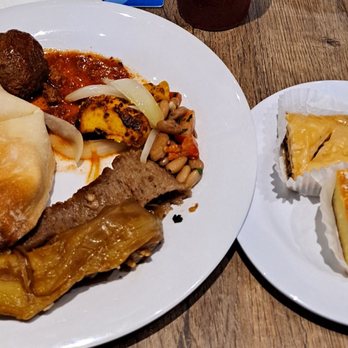 Dimassi’s Mediterranean Buffet - Pita Bread, Eggplant, Bean Salad, Meatball, Chicken Kebob, Gyro Meat. Baklava, Jam Cookie, Namoura. - Mediterranean Near Me - Austin, Texas