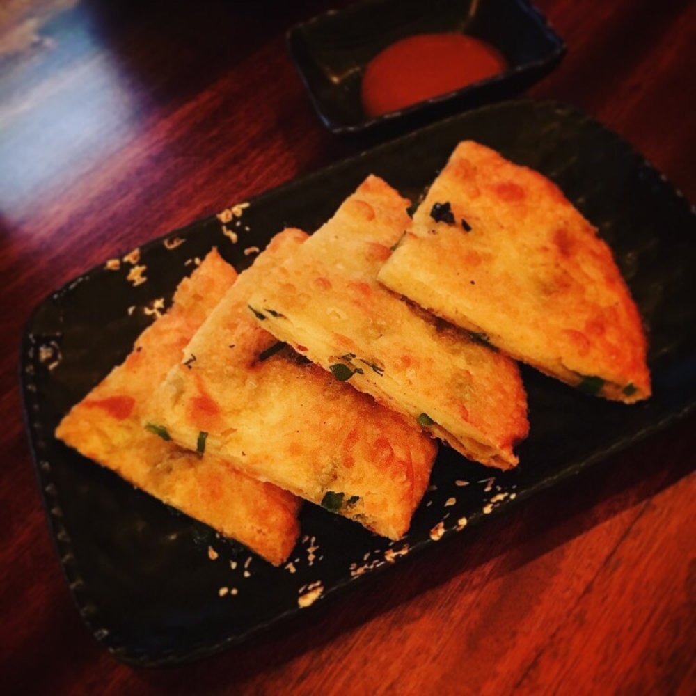 Miso Ramen - Scallion pancakes! So yummy with the sauce! - Ramen Near Me - Jersey City, New Jersey