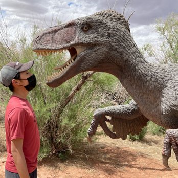 Moab Giants - On the dinosaur walking path, we are allowed to get up and personal with the dinosaurs - Cafes Near Me - Moab, Utah