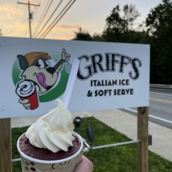 Griff's Italian Ice & Soft Serve - Wild black cherry ice and vanilla Gelati