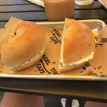 Bagel Time Cafe - Plain with scallion cream cheese! - Cafes Near Me - Cape May, New Jersey