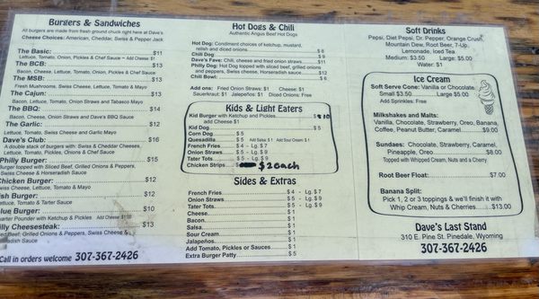 Menu photo 1 Dave's Last Stand Pinedale, WY