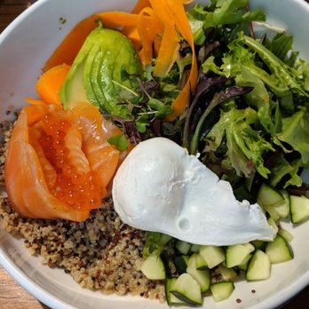 Sibling by Pushkin's - Quinoa bowl with salmon - New American Near Me - Sacramento, California Sibling by Pushkin's - Quinoa bowl with salmon - New American Near Me - Sacramento, California
