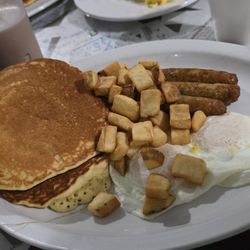 Mr. Baldy's Family Restaurant - Double Play with over easy eggs and sausages