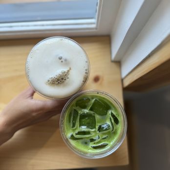 Ooika - iced matcha americano (unsweet) and strawberry houjicha - Coffee & Tea Near Me - Lawrenceville, New Jersey Ooika - iced matcha americano (unsweet) and strawberry houjicha - Coffee & Tea Near Me - Lawrenceville, New Jersey