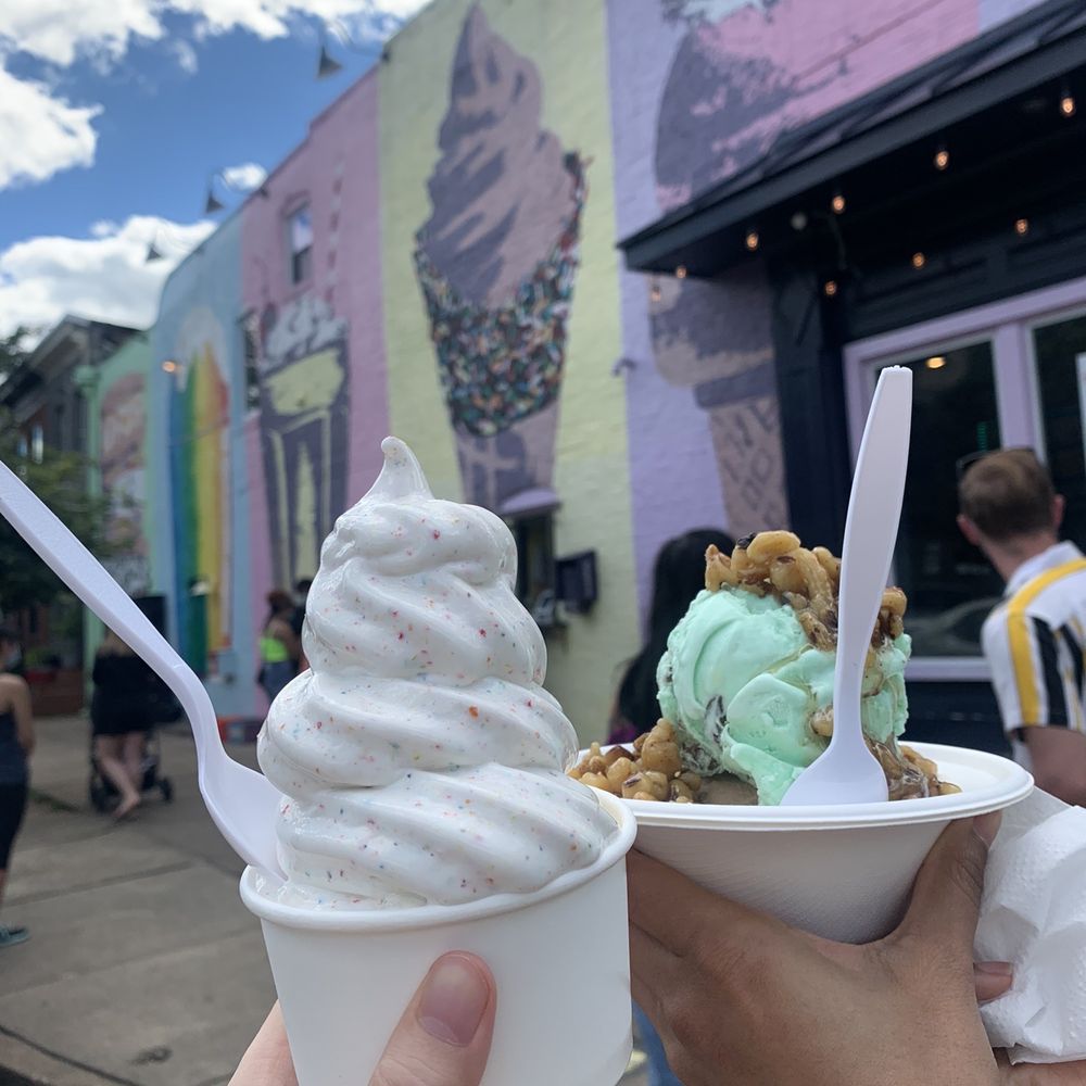 Bmore Licks - fruity pebbles soft serve + pistachio hard ice cream with candied walnuts topping - Ice Cream & Frozen Yogurt Near Me - Baltimore, Maryland Bmore Licks - fruity pebbles soft serve + pistachio hard ice cream with candied walnuts topping - Ice Cream & Frozen Yogurt Near Me - Baltimore, Maryland