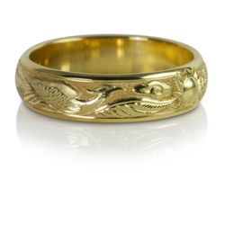 David Giulietti Jewelry Design - Gold ring with phoenix engraving