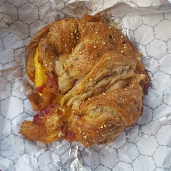 The Filling Station - My favorite - bacon, egg, and cheese on a whole wheat croissant - Coffee & Tea Near Me - Sparks, Maryland