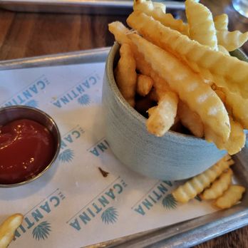 The Cantina - Fries - I was surprised that they were crinkle cut based on photos! Pretty good. - Cocktail Bars Near Me - Los Gatos, California