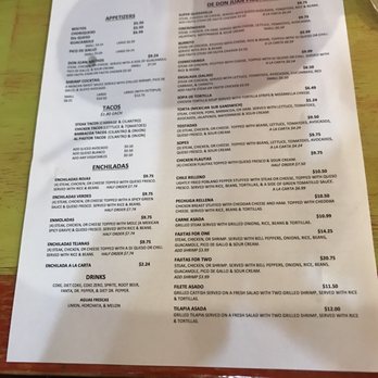 Don Juan On The Square - a menu on a table - Mexican Near Me - Tyler, Texas Don Juan On The Square - a menu on a table - Mexican Near Me - Tyler, Texas